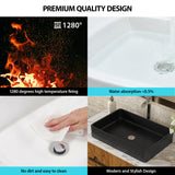 Modern European Style Black Ceramic Rectangular Vessel Bathroom Sink 24x16 Inche