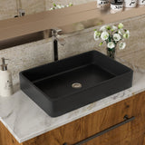 Modern European Style Black Ceramic Rectangular Vessel Bathroom Sink 24x16 Inche
