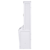 White Queen Size Murphy Bed with Shelf, Pine Wood + MDF, 80.7'' x 61'' Mattress Support