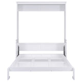 White Queen Size Murphy Bed with Shelf, Pine Wood + MDF, 80.7'' x 61'' Mattress Support