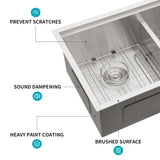 Undermount Sink- 36" x 19" x 10" Double Bowl (50/50) Kitchen Sink 16 Gauge