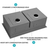 Undermount Sink- 36" x 19" x 10" Double Bowl (50/50) Kitchen Sink 16 Gauge