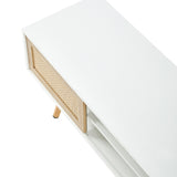 Solid Wood TV Stand with Storage White 55"