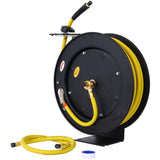 Air Hose Reel Retractable 3/8" Inch x 50' Foot SBR Rubber Hose Max 300PSI Heavy