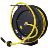 Air Hose Reel Retractable 3/8" Inch x 50' Foot SBR Rubber Hose Max 300PSI Heavy