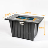 42" Propane Gas Fire Pit Table, 60000 BTU, Marble Top
