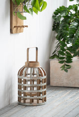 Wooden Decorative Lantern with Handle Indoor Outdoor