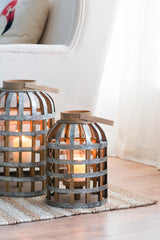 Wooden Decorative Lantern with Handle Indoor Outdoor