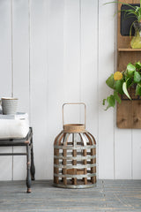 Wooden Decorative Lantern with Handle Indoor Outdoor