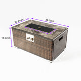 32" Propane Gas Fire Pit Table, 50000 BTU Rectangular Fire Pit