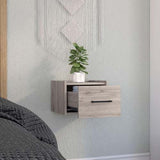 Floating Nightstand - Wall-Mounted - Single Drawer - Light Grey