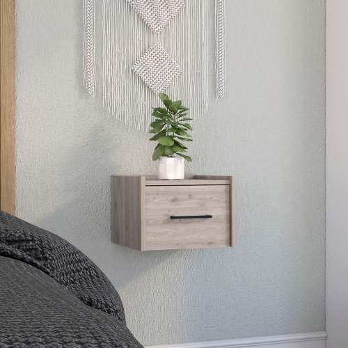 Floating Nightstand - Wall Mounted - Light Grey - Single Drawer