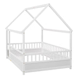 Full Pine Platform Bed White