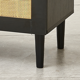 Side panel buffet cabinet with natural rattan door, rattan storage cabinet