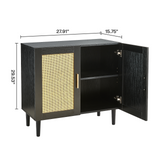 Side panel buffet cabinet with natural rattan door, rattan storage cabinet