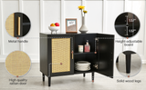 Side panel buffet cabinet with natural rattan door, rattan storage cabinet