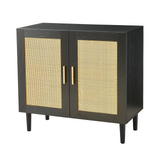 Side panel buffet cabinet with natural rattan door, rattan storage cabinet