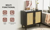 Side panel buffet cabinet with natural rattan door, rattan storage cabinet