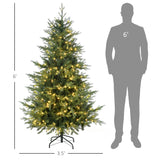 HOMCOM 6ft Tall Prelit Artificial Christmas Tree Holiday Décor with 2328 Branche
