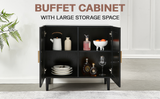 Side panel buffet cabinet with natural rattan door, rattan storage cabinet