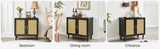 Side panel buffet cabinet with natural rattan door, rattan storage cabinet