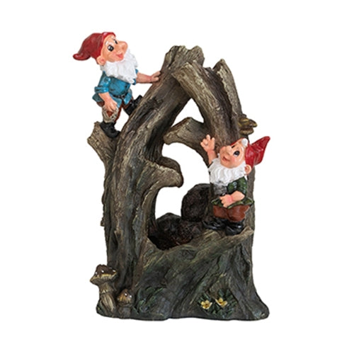 Woodland Gnome Water Fountain with LED Light, 13.8" Tall