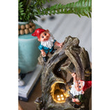 Woodland Gnome Water Fountain with LED Light, 13.8" Tall