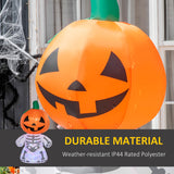 6ft Halloween Inflatables Outdoor Decorations, Smiling Skeleton Ghost with Pumpk