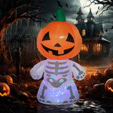 6ft Halloween Inflatables Outdoor Decorations, Smiling Skeleton Ghost with Pumpk