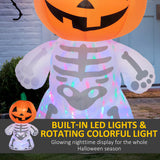 6ft Halloween Inflatables Outdoor Decorations, Smiling Skeleton Ghost with Pumpk