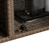 Outdoor Wicker Bar Cart, Patio Wine Serving Cart w/Wheels