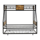 Full Engineered Wood Bunk Bed with Trundle Black/Brown