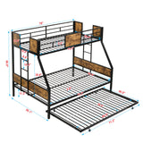 Full Engineered Wood Bunk Bed with Trundle Black/Brown