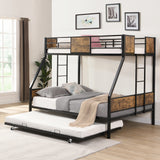Full Engineered Wood Bunk Bed with Trundle Black/Brown