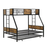Full Engineered Wood Bunk Bed with Trundle Black/Brown