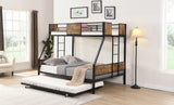 Full Engineered Wood Bunk Bed with Trundle Black/Brown