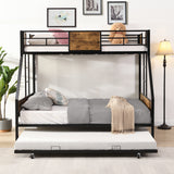 Full Engineered Wood Bunk Bed with Trundle Black/Brown