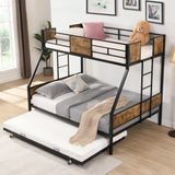 Full Engineered Wood Bunk Bed with Trundle Black/Brown