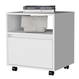Mobile Nightstand with Drawer, Open Shelf and Casters