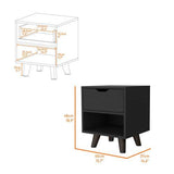 Compact Nightstand - Manufactured Wood - 1 Drawer and Open Shelf