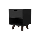 Compact Nightstand - Manufactured Wood - 1 Drawer and Open Shelf