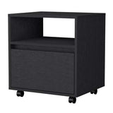 Mobile Nightstand with Drawer, Open Shelf and Casters