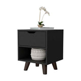 Compact Nightstand - Manufactured Wood - 1 Drawer and Open Shelf