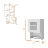 Kitchen Wall Cabinet - Glass Door - White - Spice and Towel Rack