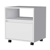 Mobile Nightstand with Drawer, Open Shelf and Casters