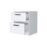 Nightstand with 2 Drawers and Metal Handles, Bedside Table