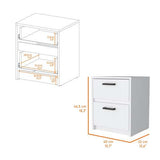 Nightstand with 2 Drawers and Metal Handles, Bedside Table