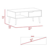 Coffee Table - One Drawer and Open Shelf - 46.1" Top - Four Legs