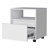 Mobile Nightstand with Drawer, Open Shelf and Casters