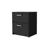 Nightstand with 2 Drawers and Metal Handles, Bedside Table